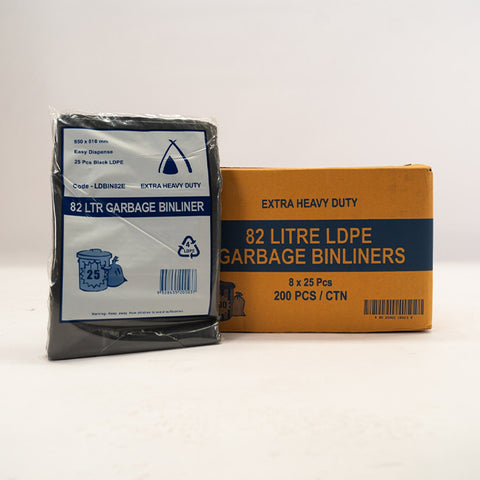 82 Ltr Bin Liners 8pks Per Box 25 Peices Per Roll